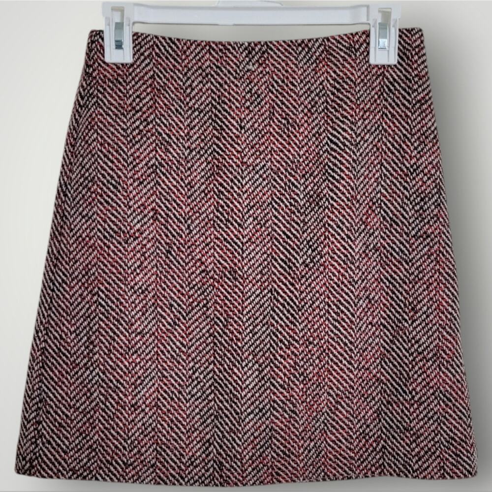 LOFT Tweed Pencil Skirt Size 0P Red White Work Office Wear Professional